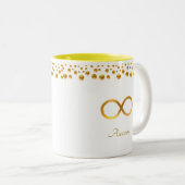 Golden Infinity Symbol & Confetti Zweifarbige Tasse (VorderseiteRechts)