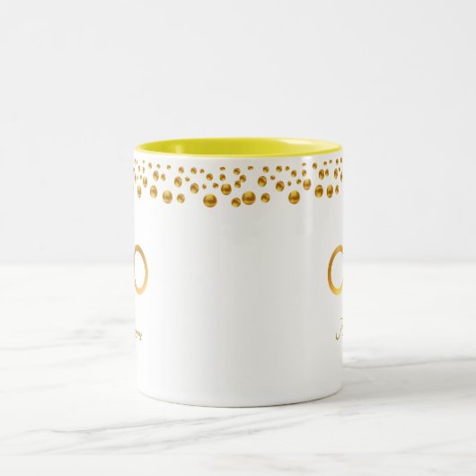 Golden Infinity Symbol & Confetti Zweifarbige Tasse (Mittel)