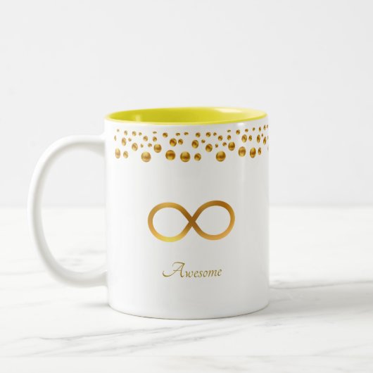 Golden Infinity Symbol & Confetti Zweifarbige Tasse (Links)