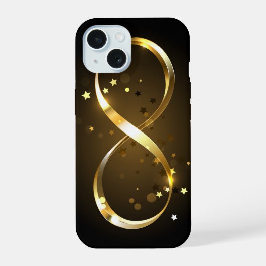 Golden Infinity Symbol iPhone 15 Hülle (Rückseite)