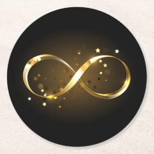Golden Infinity Symbol Runder Pappuntersetzer