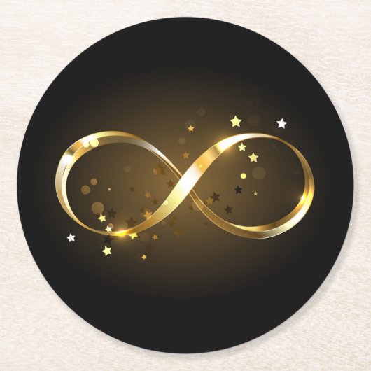 Golden Infinity Symbol Runder Pappuntersetzer (Vorderseite)