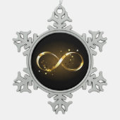 Golden Infinity Symbol Schneeflocken Zinn-Ornament (Vorderseite)