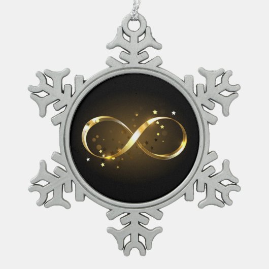 Golden Infinity Symbol Schneeflocken Zinn-Ornament (Vorderseite)