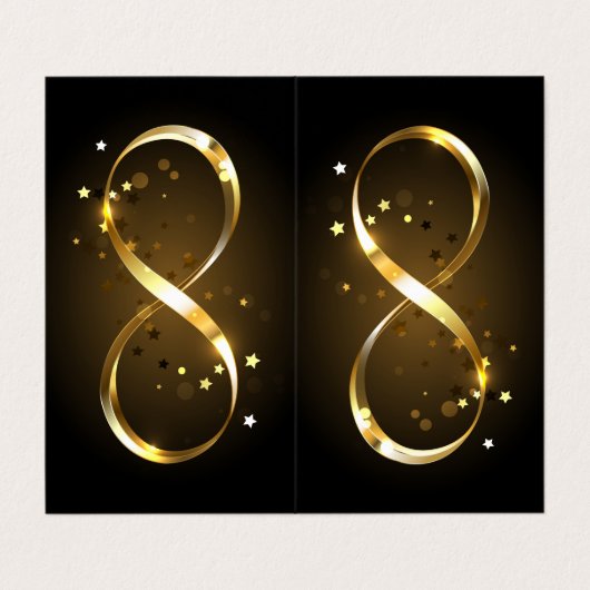 Golden Infinity Symbol Visitenkarten (Außenseite Aufgefaltet)