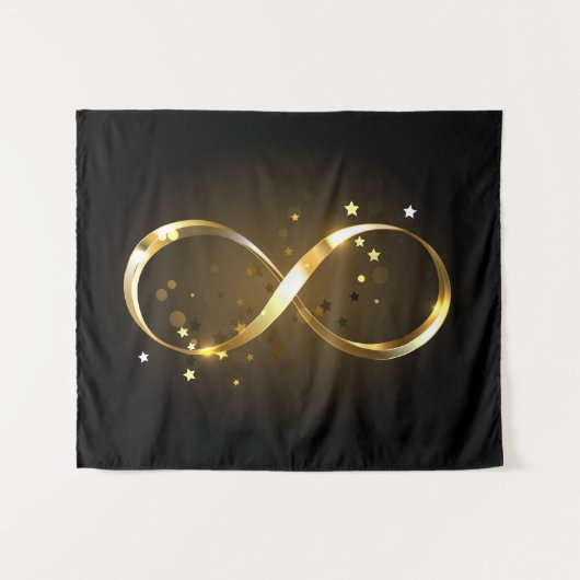 Golden Infinity Symbol Wandteppich (Vorderseite (Horizontal))