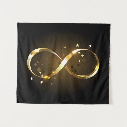 Golden Infinity Symbol Wandteppich (Vorderseite (Horizontal))