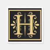 Golden Initial Letter H Monogram Serviette (Vorderseite)
