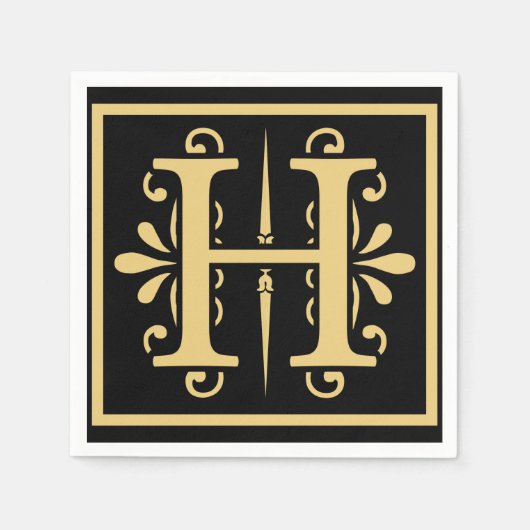 Golden Initial Letter H Monogram Serviette (Vorderseite)
