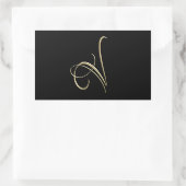 Golden Initial V Monogramm Rechteckiger Aufkleber (Tasche)
