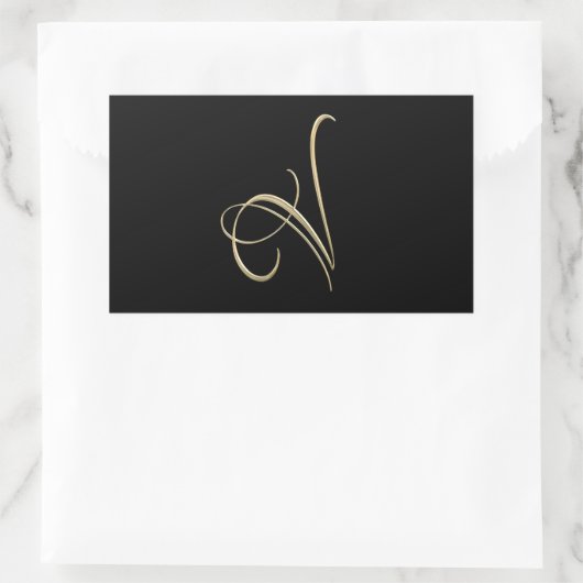 Golden Initial V Monogramm Rechteckiger Aufkleber (Tasche)
