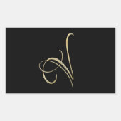Golden Initial V Monogramm Rechteckiger Aufkleber (Vorderseite)