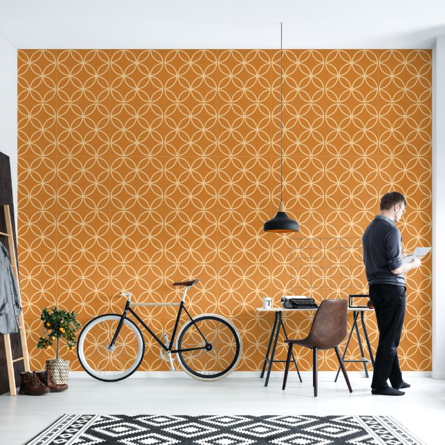 Golden interlocking Circles Diamond Wallpaper Tapete (Wohnbereich)