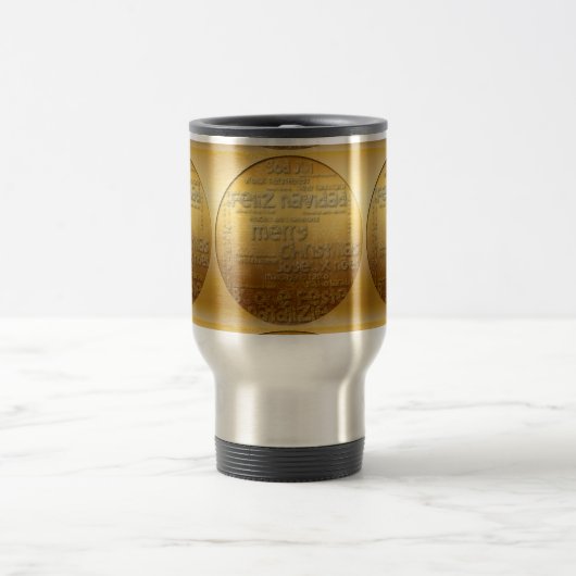 Golden International Christmas Gruß Travel Mug Reisebecher (Mittel)