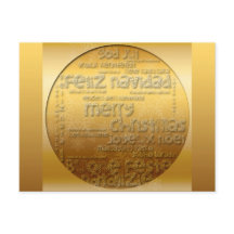 Golden International Christmas Navidad H Postkarte