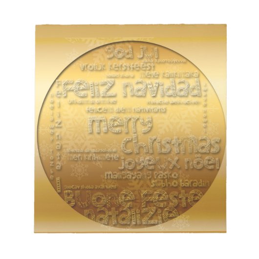 Golden International Christmas Navidad Notepad Notizblock (Vorderseite)