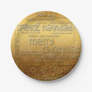 Golden International Christmas Navidad Paper Plate Pappteller