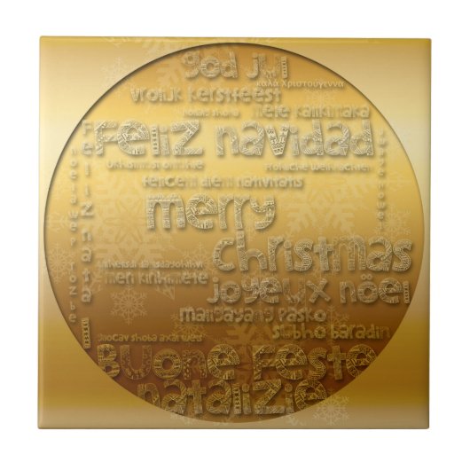 Golden International Christmas Navidad Tile Fliese (Vorderseite)