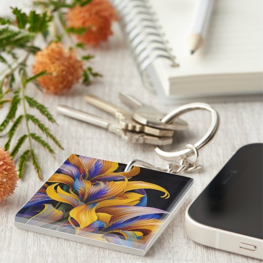 Golden Iris Hosta X AI ART Schlüsselanhänger (Vorderseite rechts)