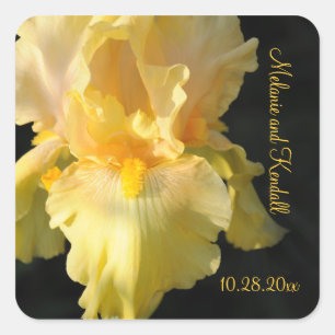 Golden Iris Personalisiert Square Wedding Stickers