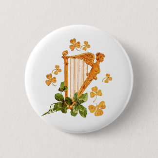 Golden Irish Harp Button