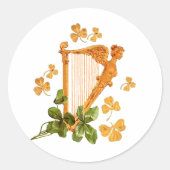 GOLDEN IRISH HARP RUNDER AUFKLEBER (Vorderseite)