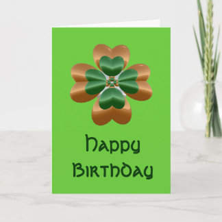 Golden Irish Kleeblatt Happy Birthday Card Karte