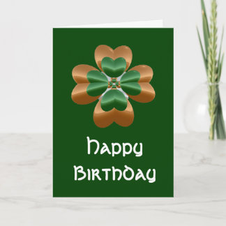 Golden Irish Kleeblatt Happy Birthday Card Karte