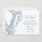 Golden Isles Georgia Karte Elegant Navy Blue Weddi (Vorderseite)