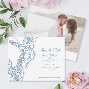 Golden Isles St. Simons Georgia Karte Save the Dat