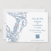 Golden Isles St Simons Georgia Karte Save the Date (Vorderseite)