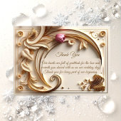 Golden Ivory Baroque Asymmetric Crescent Wedding Dankeskarte