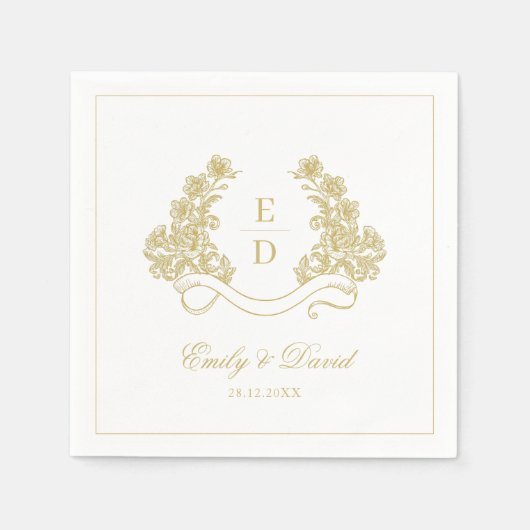 Golden Ivory Heritage Vintage Wedding  Serviette (Vorderseite)