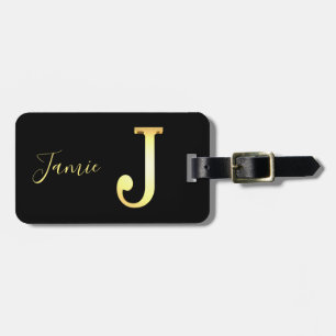 Golden J Name Luggage Tag Gepäckanhänger