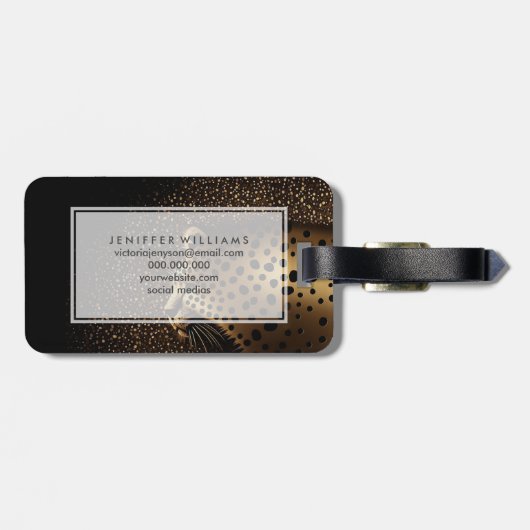 Golden Jaguar Pattern Gepäckanhänger (Rückseite horizontal)