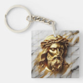 Golden Jesus eine göttliche Gegenwart in Marmor Schlüsselanhänger (Vorderseite)