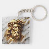 Golden Jesus eine göttliche Gegenwart in Marmor Schlüsselanhänger (Rückseite)