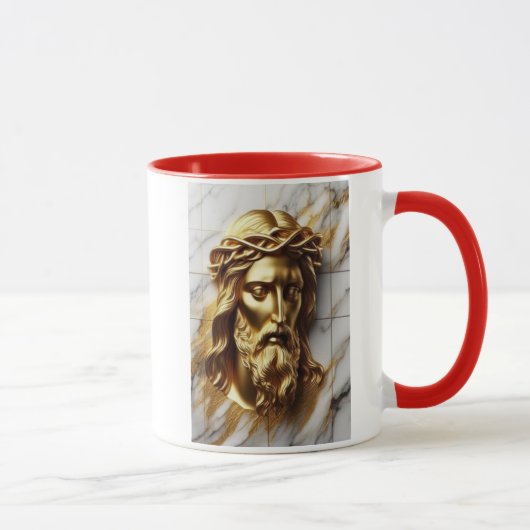 Golden Jesus eine göttliche Gegenwart in Marmor Tasse (Rechts)