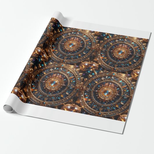 Golden Jewel Mandala Matte Wrapping Paper Geschenkpapier (Ungerollt)