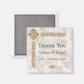 Golden Jeweled Floral Wedding Danke Magnet (Vorderseite/Rückseite)