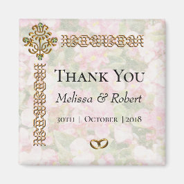 Golden Jeweled Floral Wedding Danke Magnet