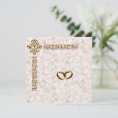 Golden Jeweled Floral Wedding Einladung (Stehend Vorderseite)