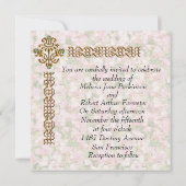 Golden Jeweled Floral Wedding Einladung (Rückseite)