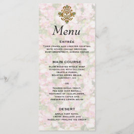 Golden Jeweled Floral Wedding Menu Menükarte