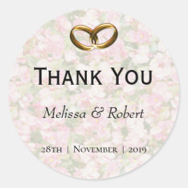 Golden Jeweled Floral Wedding Runder Aufkleber