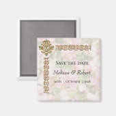 Golden Jeweled Floral Wedding Save the Date Magnet (Vorderseite/Rückseite)