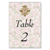 Golden Jeweled Floral Wedding Tischnummer (Rückseite)