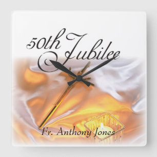 Golden Jubilee Religious Life, Candle Cross Candle Quadratische Wanduhr