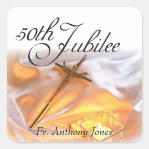 Golden Jubilee Religious Life, Candle Cross Candle Quadratischer Aufkleber