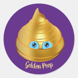 Golden Kack Emoji Runder Aufkleber